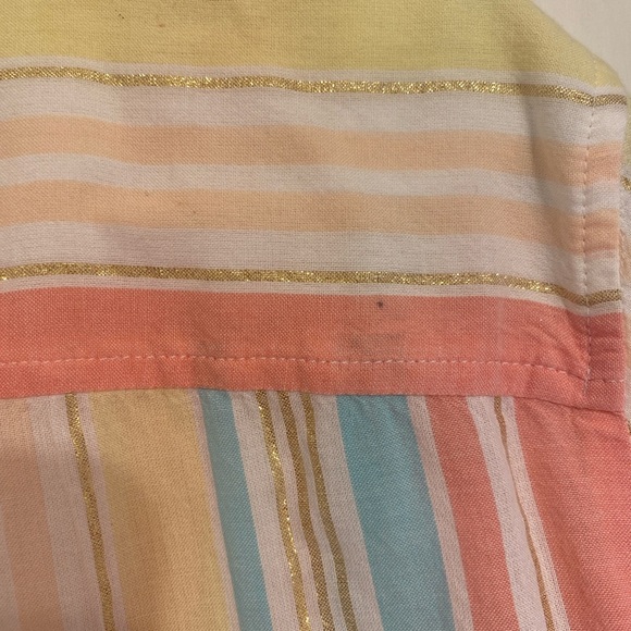 Striped Button Up Top Multicolor Metallic Women’s XL Preppy Coastal NWT - Picture 6 of 11